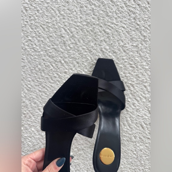 SAINT LAURENT Opyum Slide Sandal Heel in Noir 40 - Picture 11 of 14